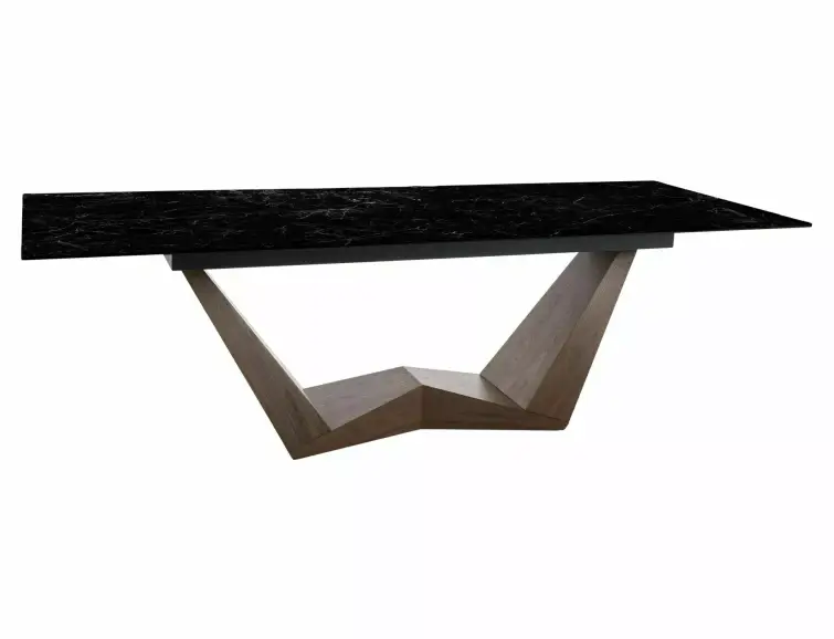 Jedálenský keramický stôl BONUCCI čierna nero greco/orech (200-250)x98 cm