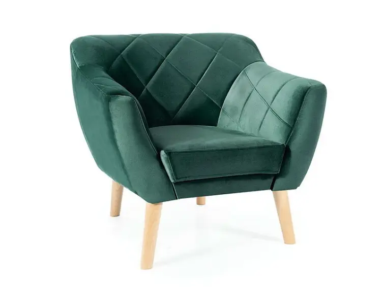 Čalúnené kreslo KARO 1 velvet zelené/buk