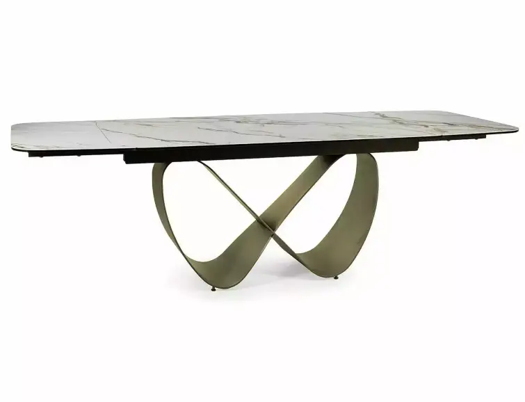 Keramický stôl INFINITY (160-240x95) Amber Bianco biely mat/Hnedá