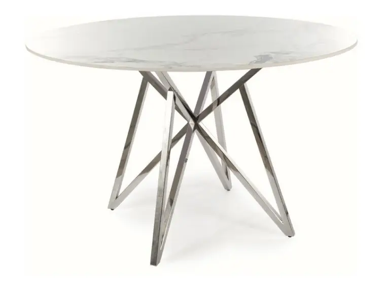 Keramický jedálenský stôl MURANO biely mramor Ø 120