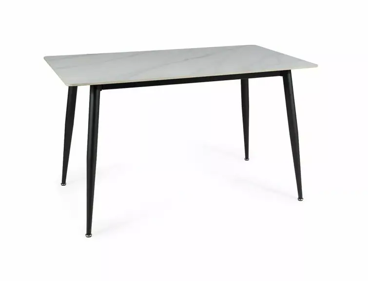 Keramický jedálenský stôl RION 160x90 cm biely lesk/čierny mat