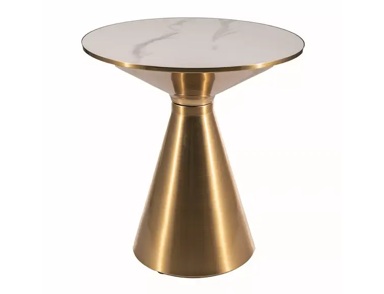 Konferenčný stolík ARIES Ø50 biely mramor/zlatá