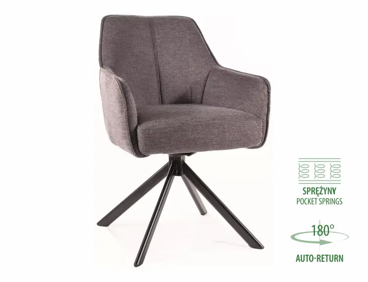 Kreslo NOTTI brego tmavo šedá otočné 180°