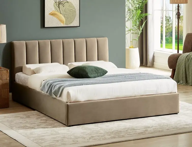 Čalúnená posteľ MONTREAL 140x200 béžová so zdvíhacím roštom