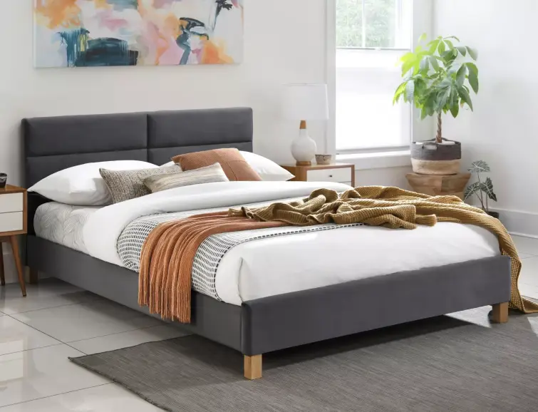 Čalúnená posteľ SIERRA 140x200 velvet šedá