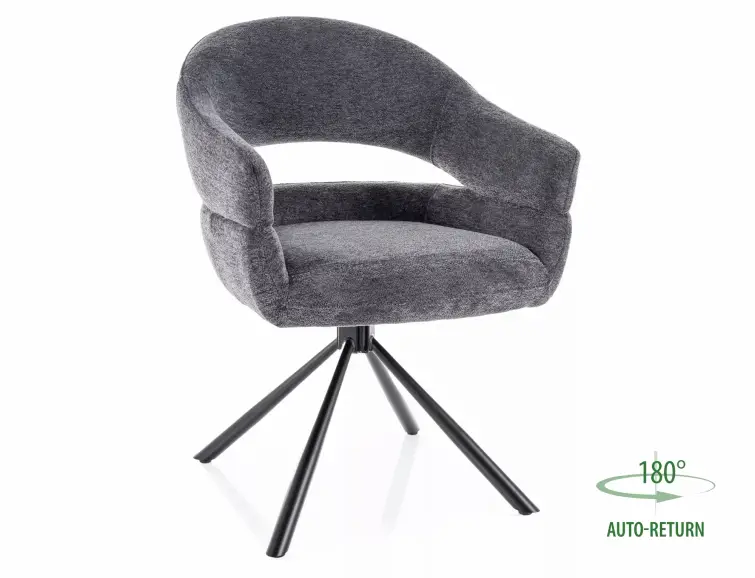 Kreslo BORGO RAVEN tmavá šedá otočné 180°