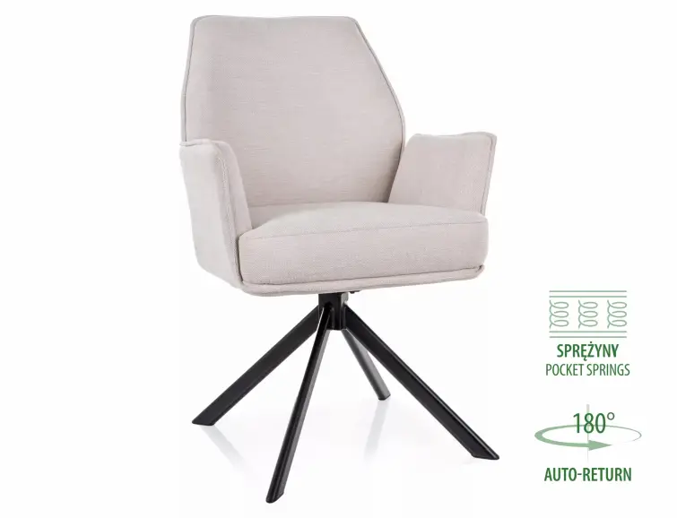 Otočné kreslo/stolička HUGO BREGO svetlé béžová