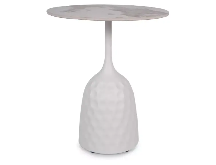 Konferenčný stolík SALO A Ø50 mramor/biely lesk