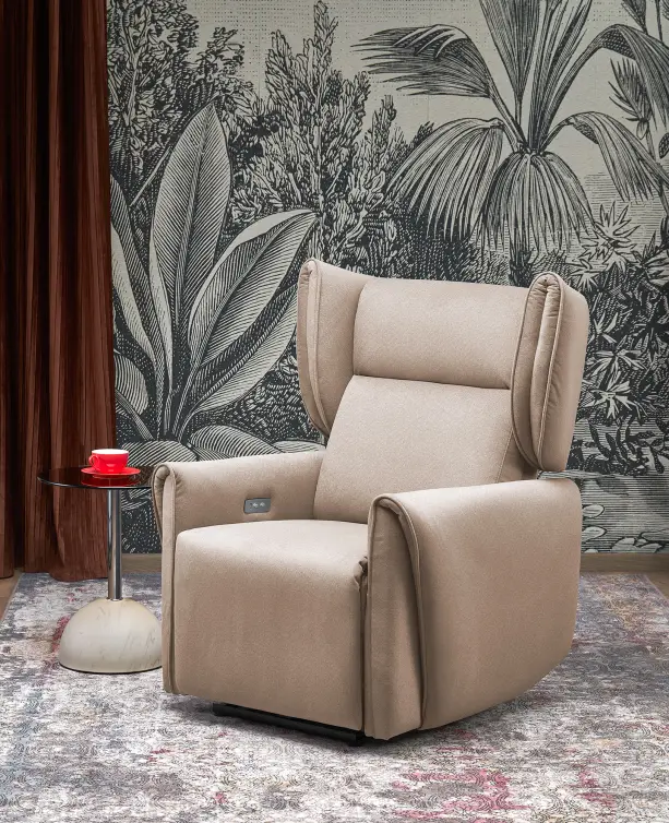 Relaxačné kreslo GELATO béžové, s funkciou elektrického rozkladania