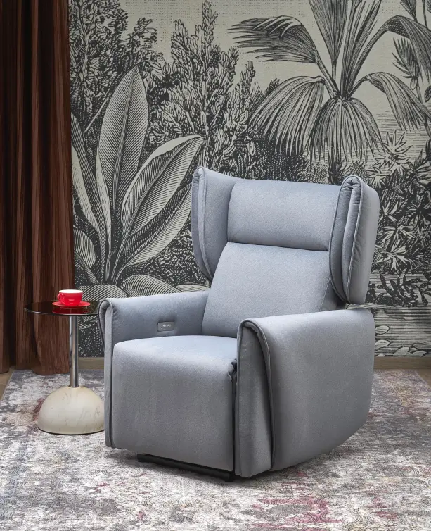 Relaxačné kreslo GELATO sivé, s funkciou elektrického rozkladania