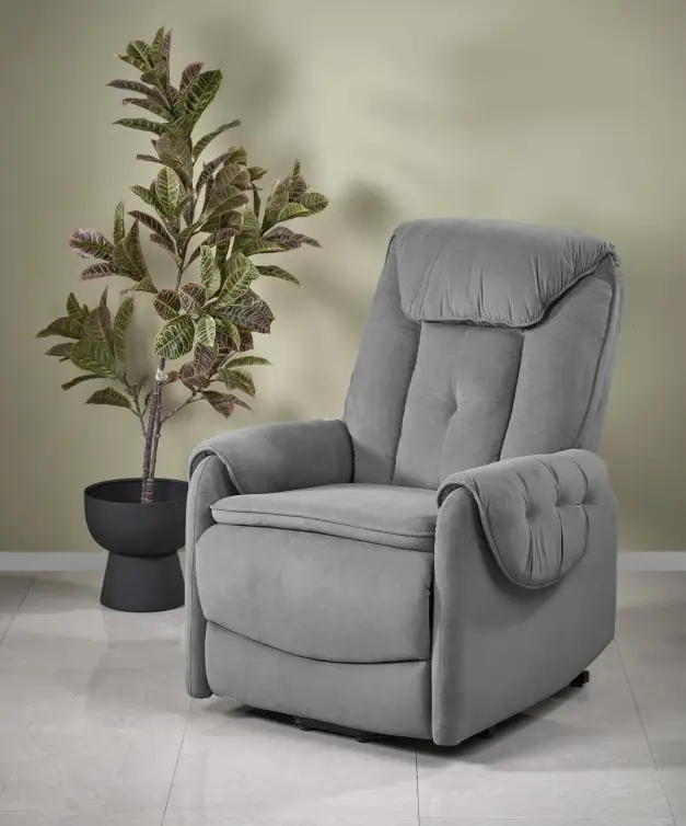 Relaxačné kreslo HORTON sivé, s funkciou elektrického rozkladania