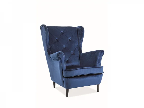 Kreslo / Ušiak LADY velvet modré