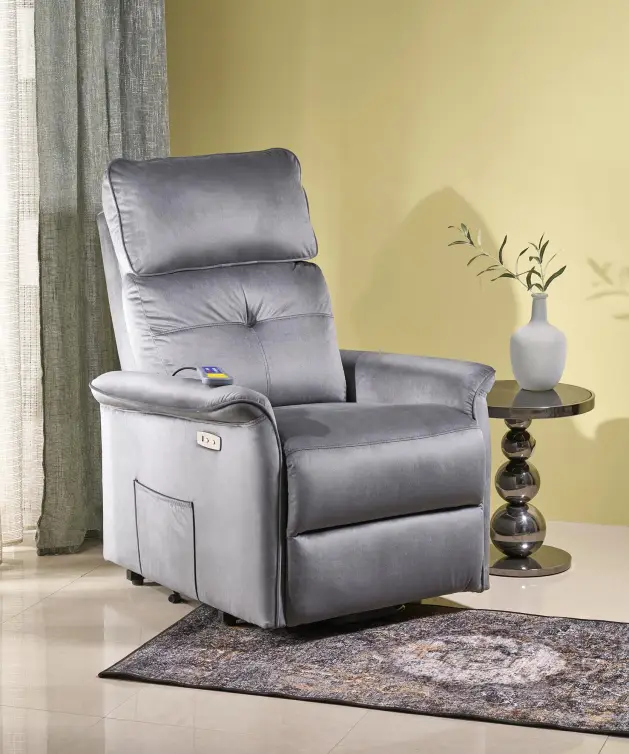 Relaxačné kreslo SEMIR 2 šedé s masážnou funkciou