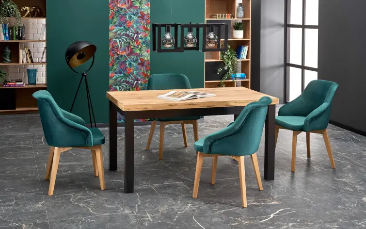 Rozkladací jedálenský stôl TIAGO 140-220/80 dub craft/čierny 140-220/80 