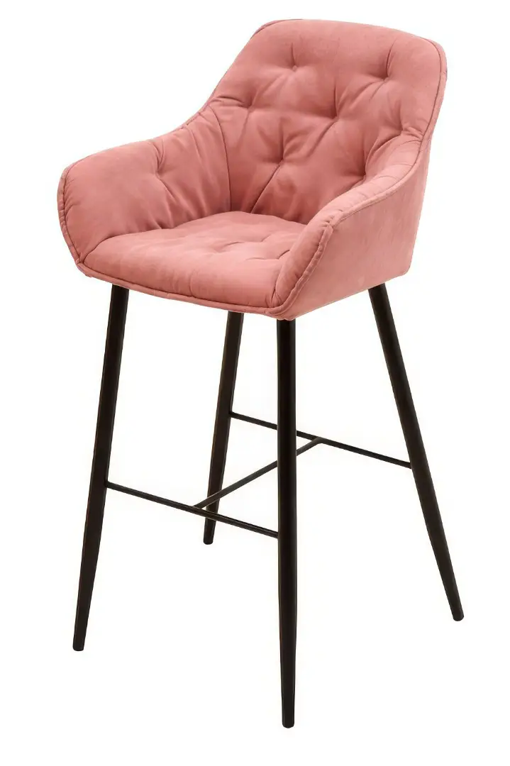 Barová stolička čalúnená DONA čierna kovová podnož, zamatové sedadlo 258 - tyrkysová