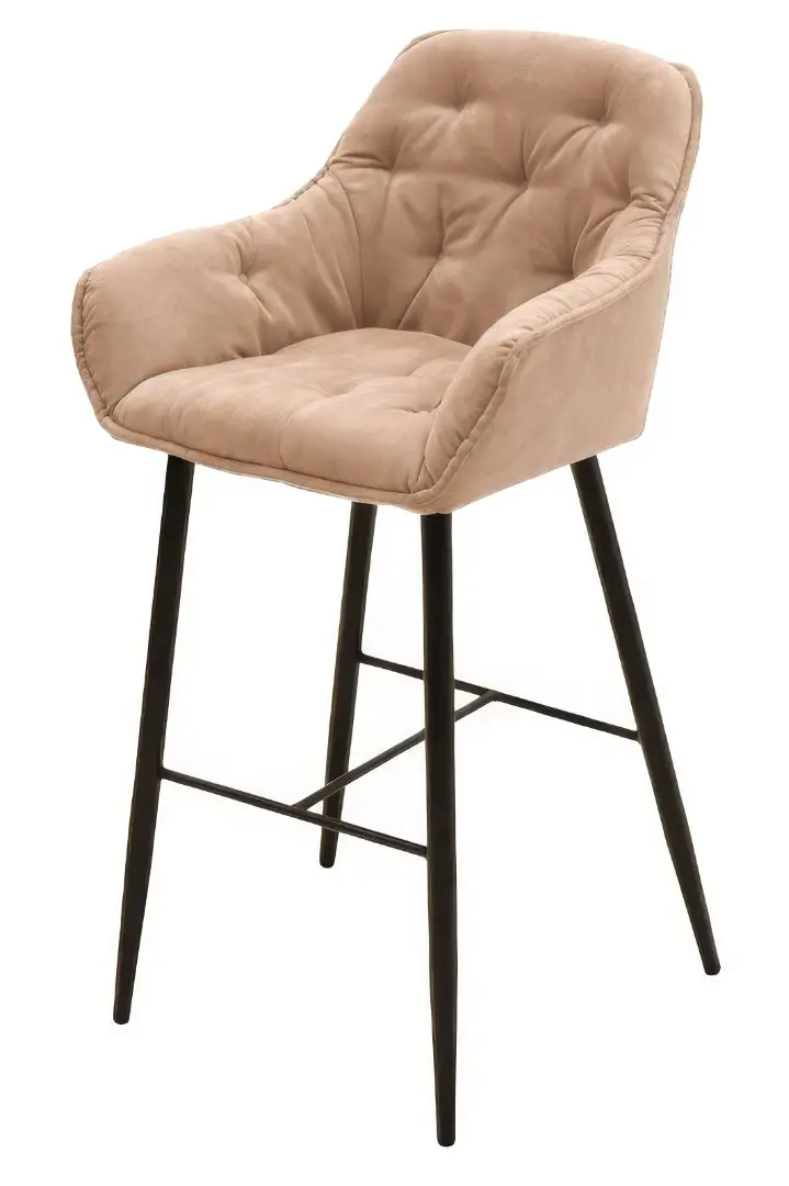 Barová stolička čalúnená DONA čierna kovová podnož, zamatové sedadlo 258 - tyrkysová