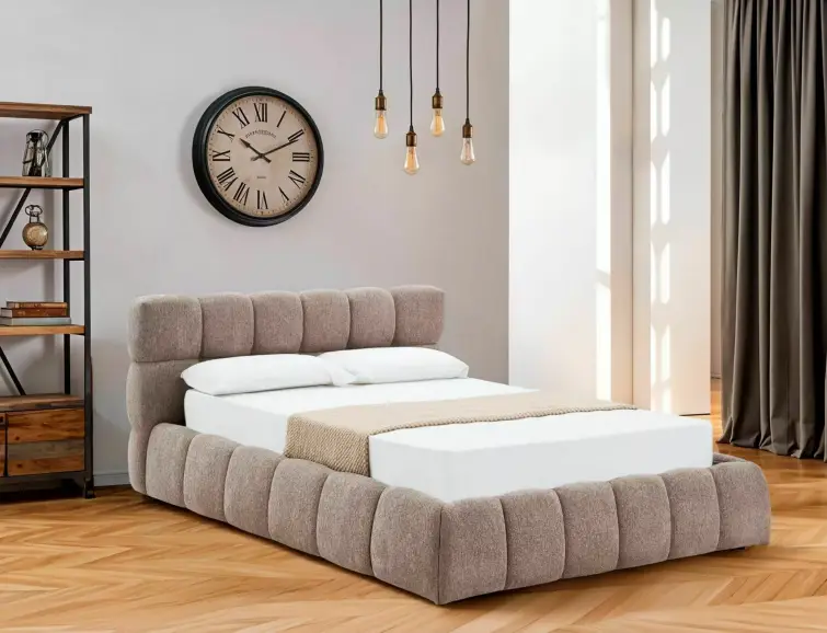 Čalúnená posteľ PARMA RAVEN 140x200 tmavo béžová, zdvíhací rošt