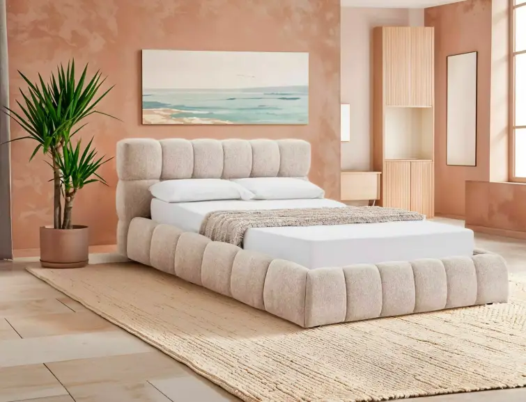 Čalúnená posteľ PARMA RAVEN 160x200 béžová, zdvíhací rošt