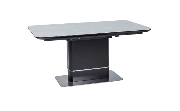 Rozkladací jedálenský stôl PALLAS CERAMIC 160(210)x90x76 sivý efekt mramoru/čierny mat