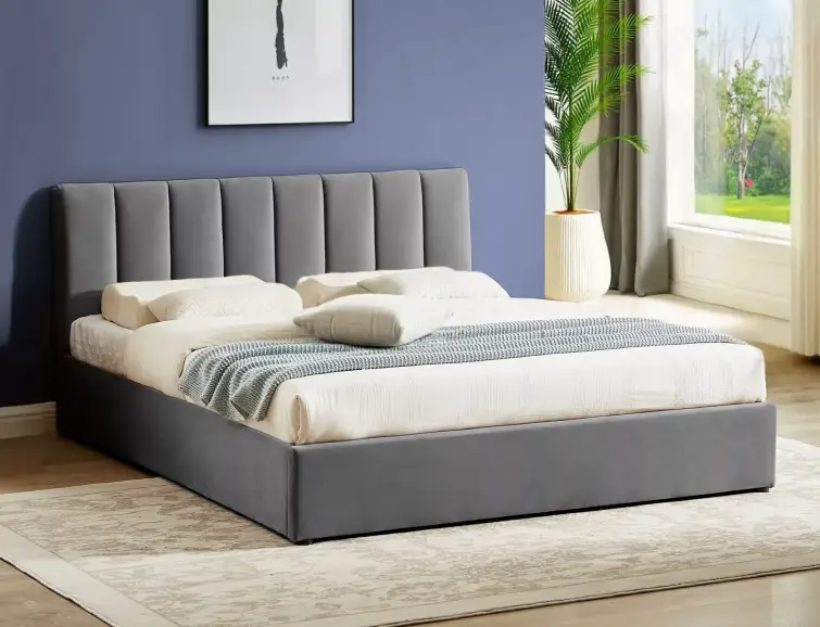 Čalúnená posteľ MONTREAL velvet sivá 140X200 zvedací rošt