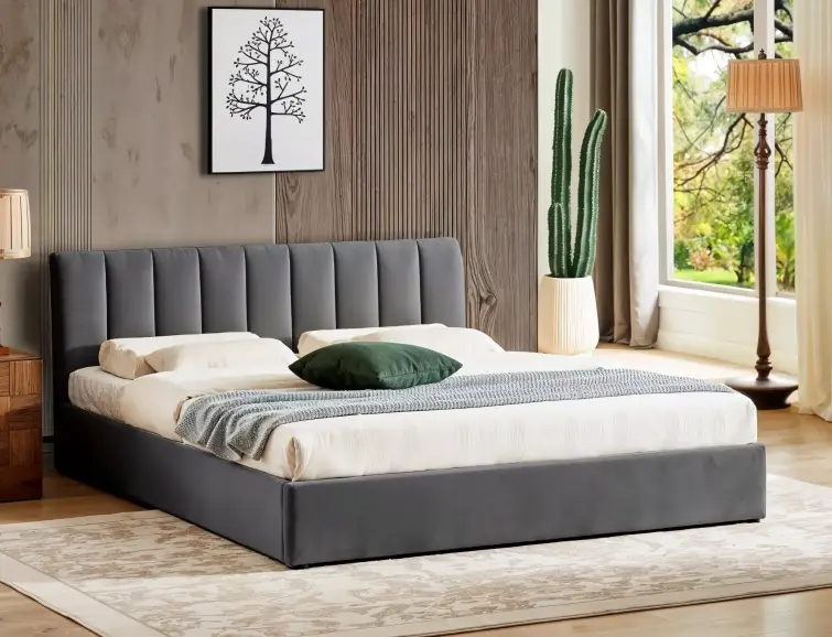Čalúnená posteľ MONTREAL velvet sivá 160X200 zvedací rošt